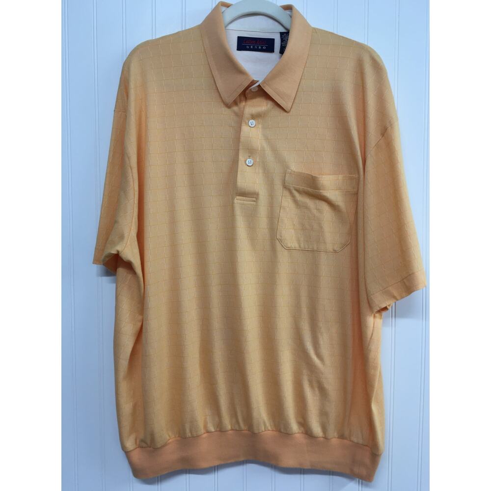 Cotton Mist by Enro Mens XL Banded Bottom Polo Shirt Peach Short Sleeve NWOT